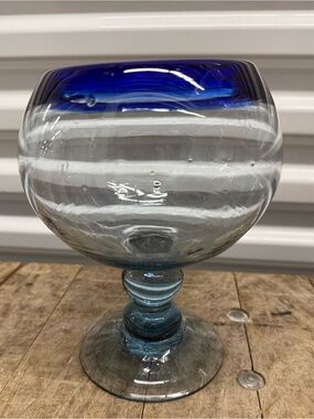 Large handblown in Mexico Margarita glass ,Approximately 7-8” tall and hefty!